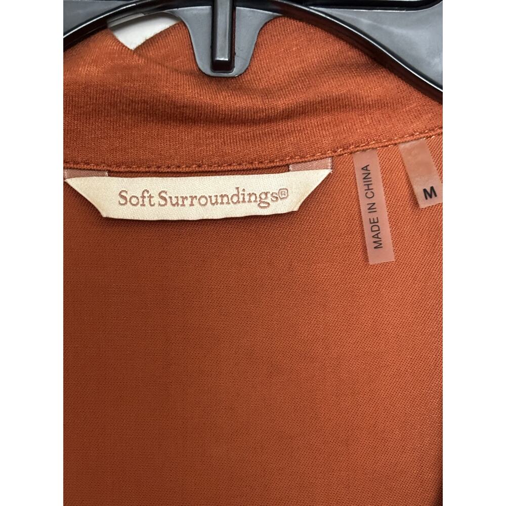 SOFT SURROUNDINGS Santa Rosa Burnt Orange Tencel Hi-Low Toggle Jacket M - Picture 3 of 4